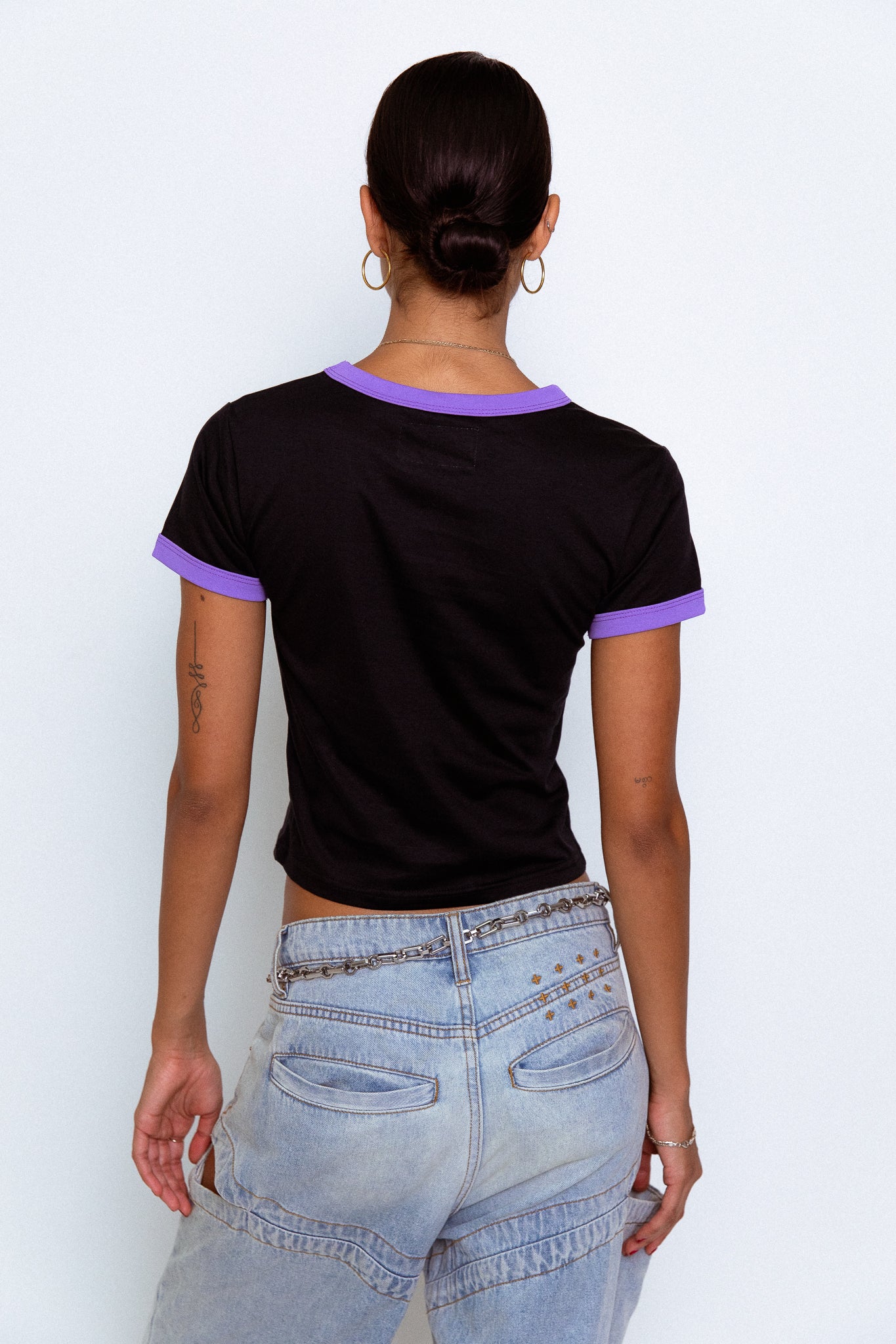 'SELECTAH' ringer tee in Black & Purple