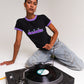 'SELECTAH' ringer tee in Black & Purple