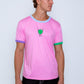 'Dancing Vinyl' Ringer Tee in Baby Pink