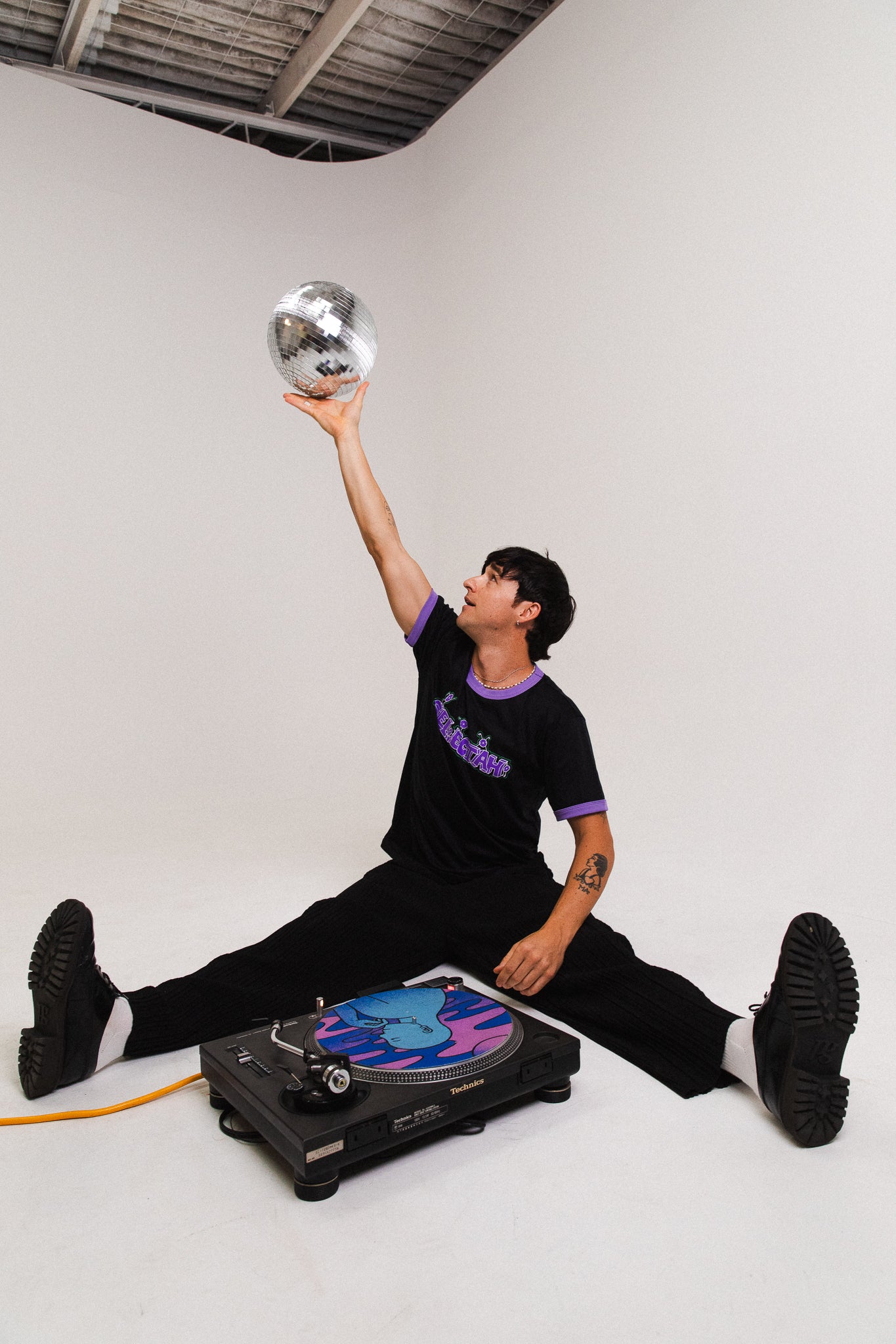 'SELECTAH' ringer tee in Black & Purple