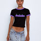 'SELECTAH' ringer tee in Black & Purple